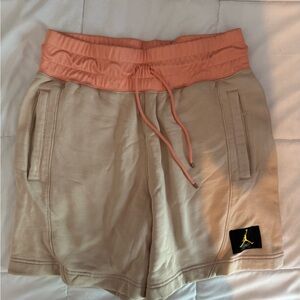 Jordan Tan and Pink Athletic Shorts with Elastic Waistband